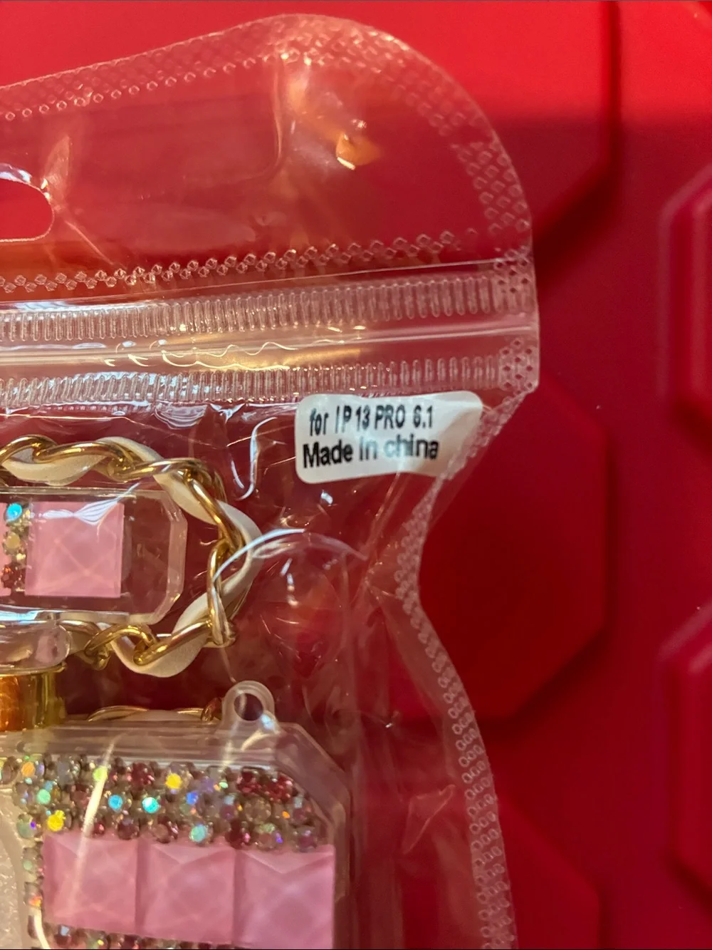 Source Unknown Pink Crystal Phone Case with Gold Ring Holder
